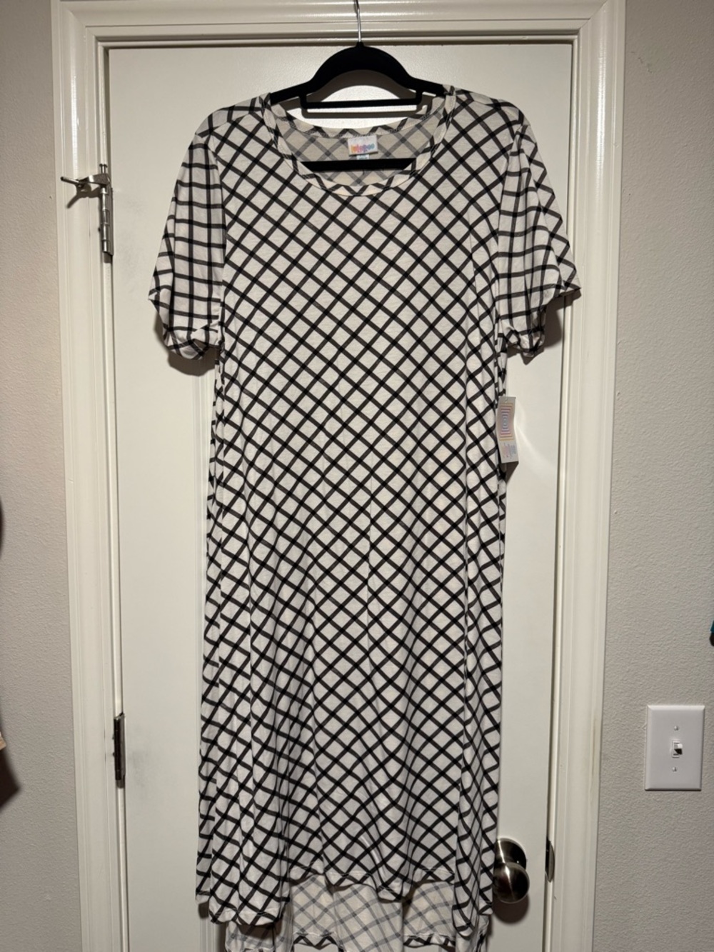 LuLaRoe Black and White Grid Midi Dress